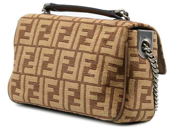 Fendi Marrone Zucca Lana Catena Midi Baguette - vista 2