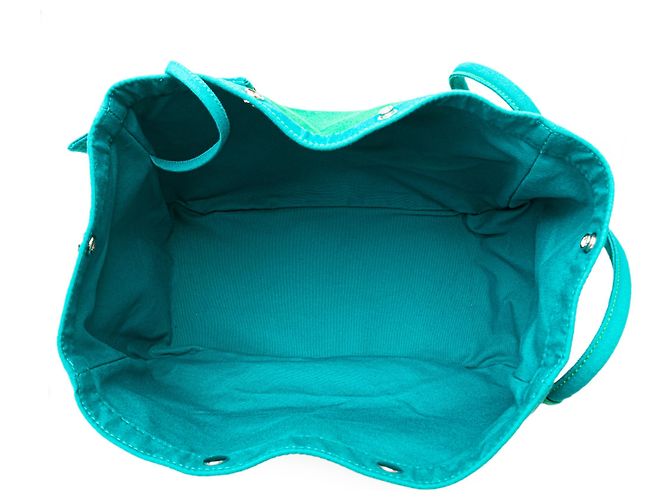 Borsa da spiaggia Hermès Green Toile Lindy GM Verde - vista 4