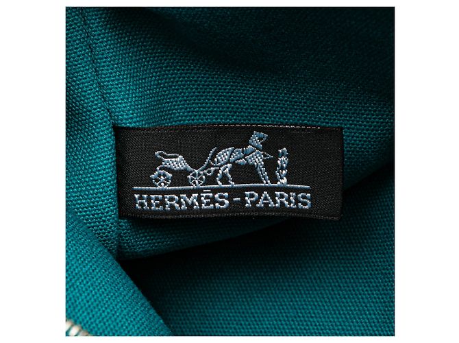 Borsa da spiaggia Hermès Green Toile Lindy GM Verde - vista 7