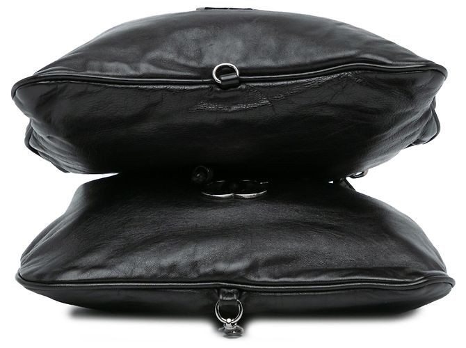 Chanel Black CC Handtasche aus Kalbsleder mit doppelter Kette Schwarz - Ansicht 3