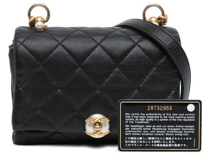 Chanel Mini Nera in Pelle Trapuntata con Perle CC Accordion Nero - vista 10