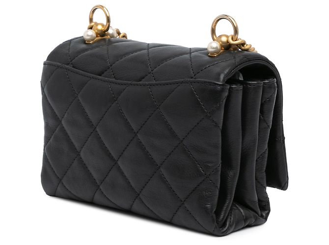 Chanel Mini Nera in Pelle Trapuntata con Perle CC Accordion Nero - vista 2