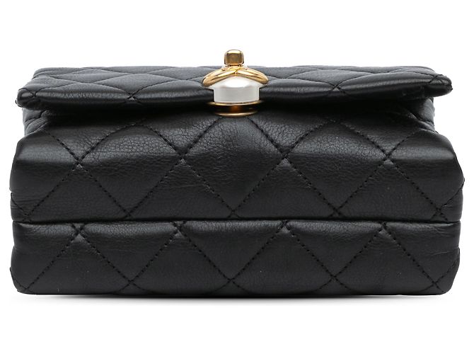 Chanel Mini Nera in Pelle Trapuntata con Perle CC Accordion Nero - vista 3