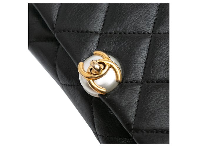 Chanel Mini Nera in Pelle Trapuntata con Perle CC Accordion Nero - vista 8