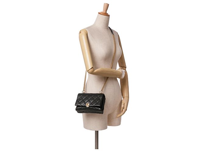 Chanel Mini Nera in Pelle Trapuntata con Perle CC Accordion Nero - vista 9