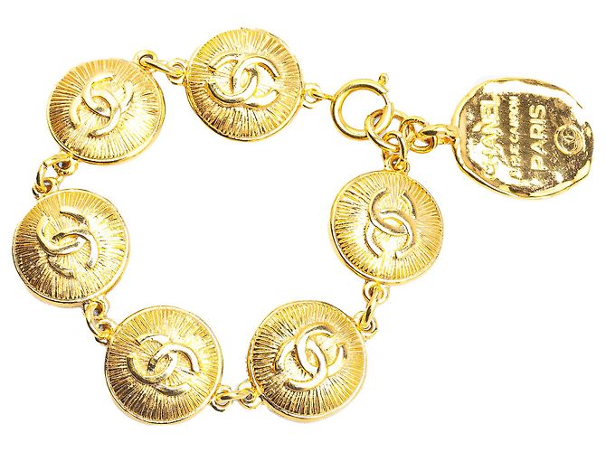 Pulsera medallón CC Rue Cambon chapada en oro Chanel Dorado - vista 2