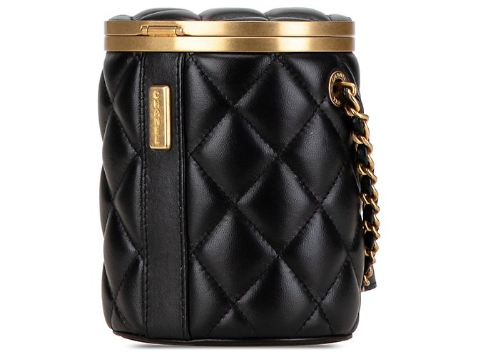 Borsa Chanel Black Mini Quilted Lambskin Crown Box Nero - vista 2