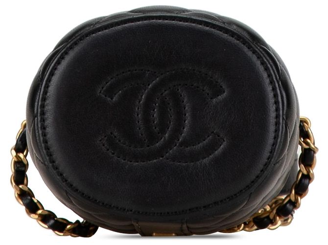 Borsa Chanel Black Mini Quilted Lambskin Crown Box Nero - vista 3