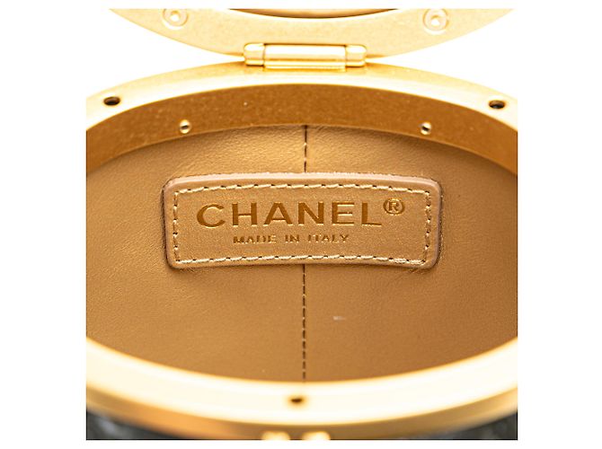 Borsa Chanel Black Mini Quilted Lambskin Crown Box Nero - vista 5