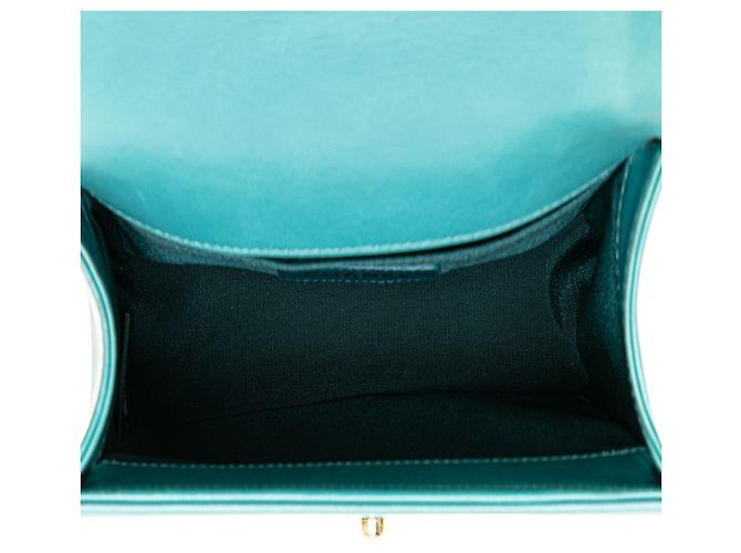 Chanel Blue Small Bicolor Shearling Boy Flap Turchese - vista 4