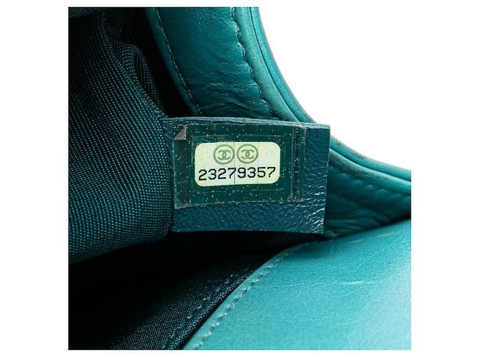 Chanel Blue Small Bicolor Shearling Boy Flap Turchese - vista 6