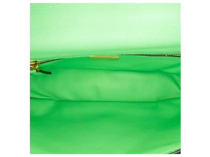 Fendi Baguette Midi em couro embutido Zucca verde com corrente Verde claro - vista 5