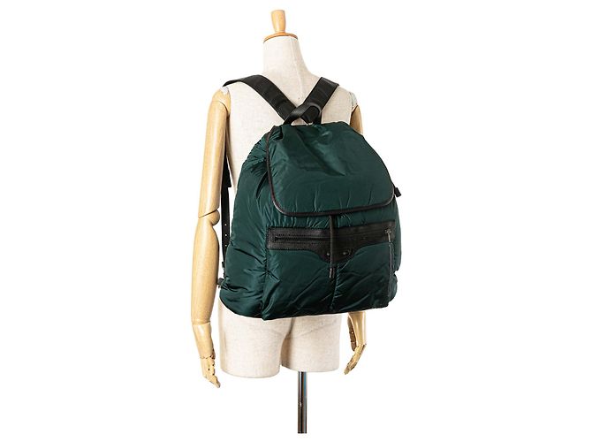 Zaino classico da viaggio Motocross in nylon verde Balenciaga - vista 8