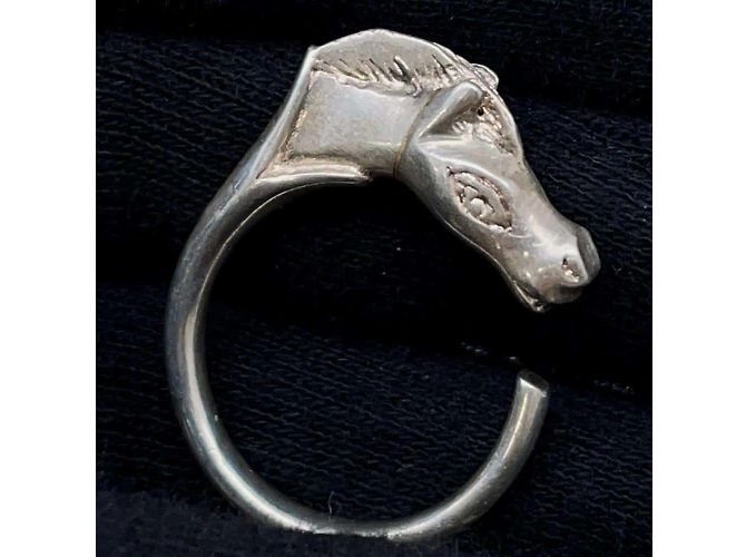 Hermès Hermes Cheval Horse Band Ring Silvery - view 7