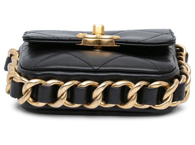 Chanel Mini Nero in Pelle Trapuntata con Catena di Cornice - vista 3
