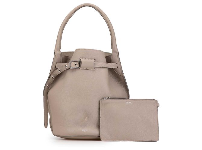 Céline Celine Big Bag Bucket in pelle beige - vista 11