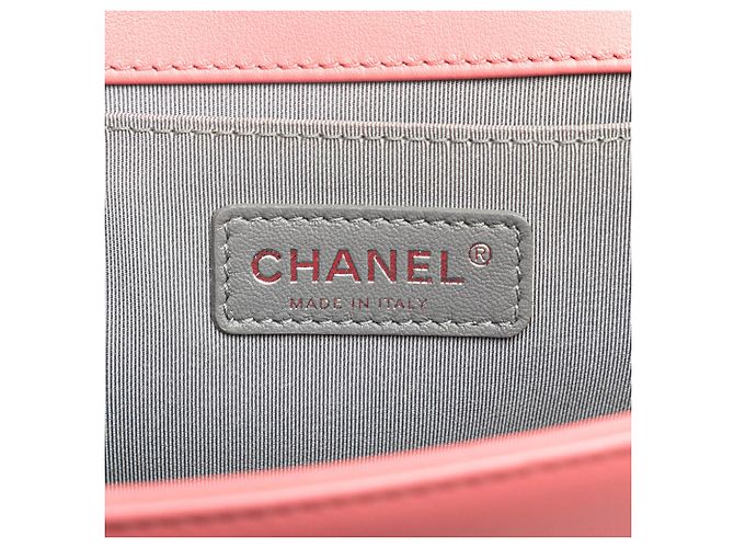 Chanel Rosa Alte Mittel Chevron Lammleder Boy Flap Pink - Ansicht 5