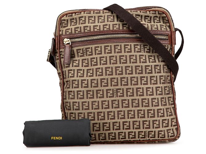 Fendi Beige Zucchino Canvas Crossbody - vista 8