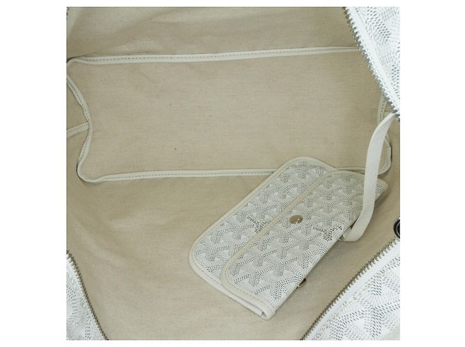 Goyard Hobo Boheme in Goyardine bianca Bianco - vista 4