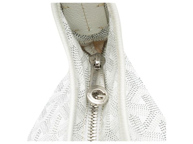 Goyard Hobo Boheme in Goyardine bianca Bianco - vista 7
