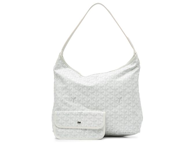 Goyard Hobo Boheme in Goyardine bianca Bianco - vista 9