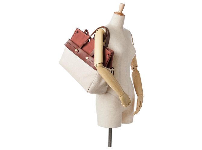Hermès Borsa Herbag Cabas MM Marrone Beige - vista 10