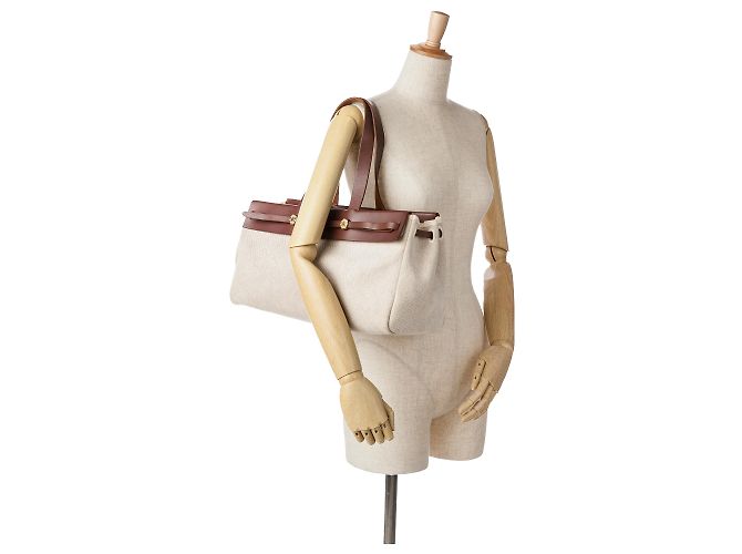 Hermès Borsa Herbag Cabas MM Marrone Beige - vista 8