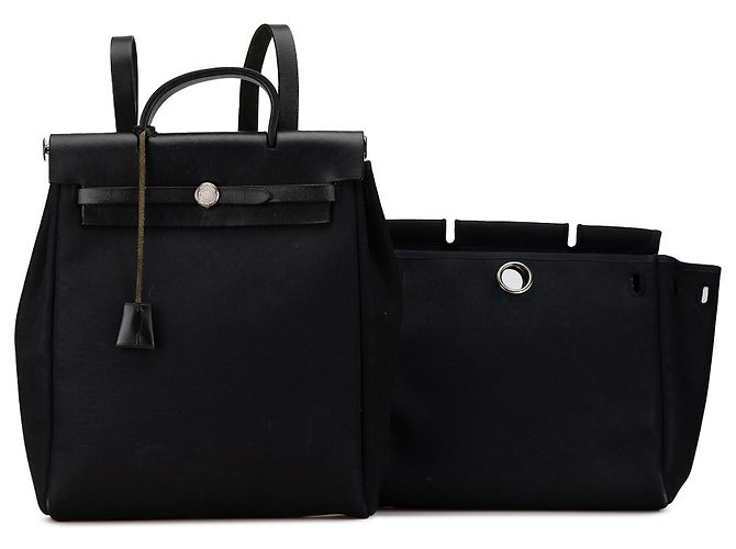 Hermès Schwarzer Toile Herbag GM Rucksack - Ansicht 10