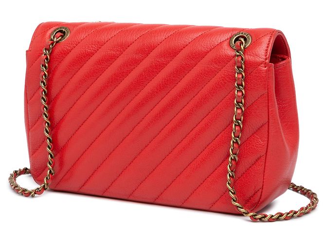 Borsa a tracolla in pelle di capra trapuntata diagonale rossa Chanel Rosso - vista 2