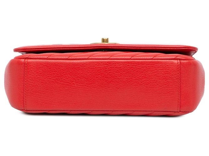 Borsa a tracolla in pelle di capra trapuntata diagonale rossa Chanel Rosso - vista 3