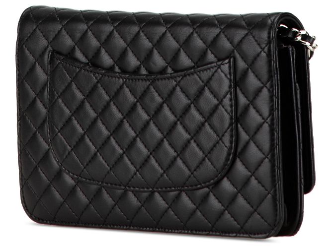 Chanel Schwarzes CC Microquilted Lambskin Wallet On Chain - Ansicht 2