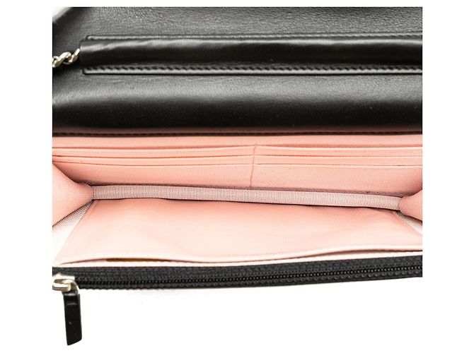 Chanel Schwarzes CC Microquilted Lambskin Wallet On Chain - Ansicht 4