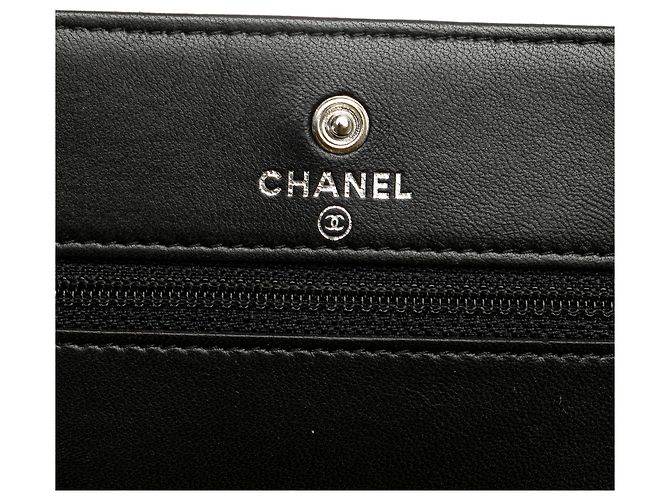 Chanel Schwarzes CC Microquilted Lambskin Wallet On Chain - Ansicht 5