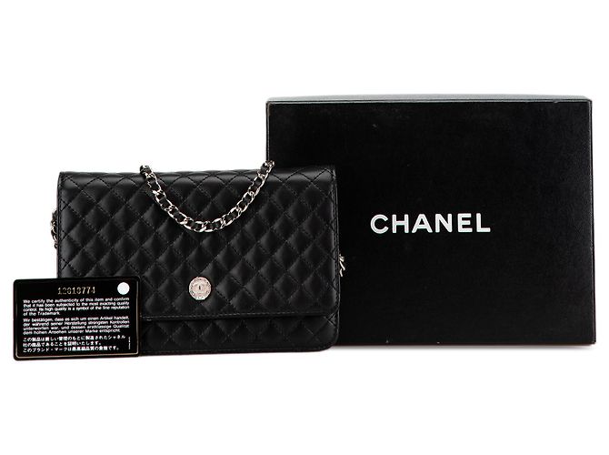 Chanel Schwarzes CC Microquilted Lambskin Wallet On Chain - Ansicht 9