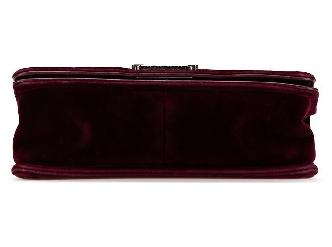 Chanel Rosso Vecchio Medio in Velluto e Tweed Boy Flap Bordò - vista 3