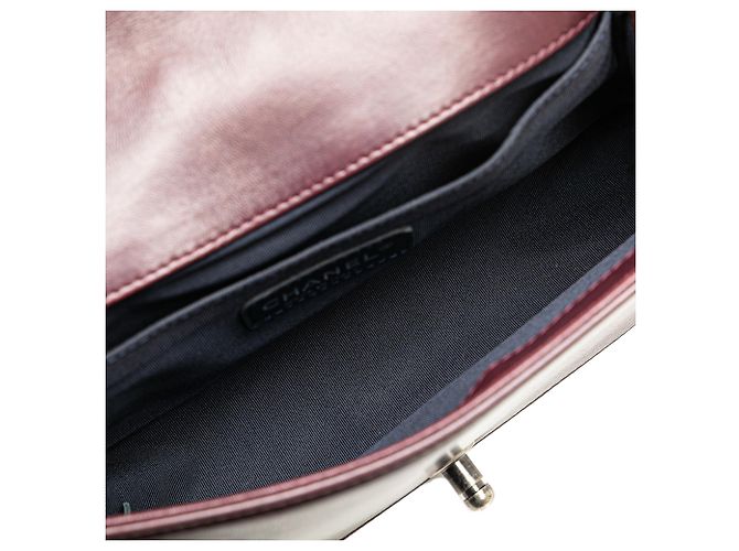 Chanel Rosso Vecchio Medio in Velluto e Tweed Boy Flap Bordò - vista 4
