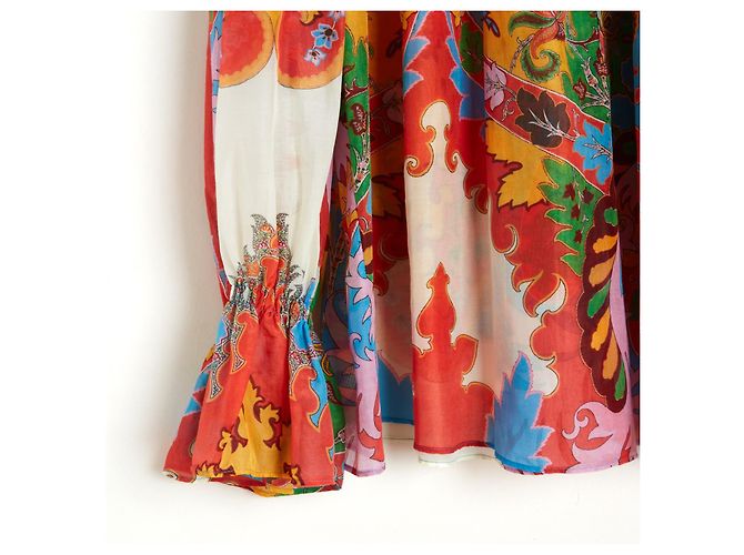 Etro Crucero 2023 Top FR38 Blusa de Pintor de Seda de Algodón Oversized UK10 US8 Multicolor - vista 3