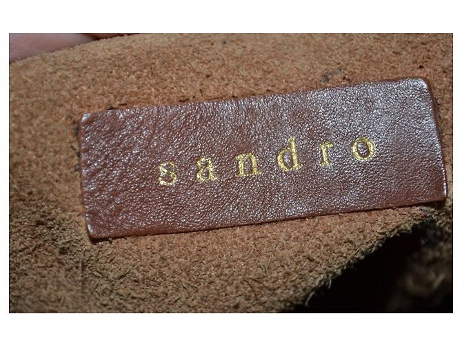 Borsa a spalla Sandro in pelle marrone nero - vista 8