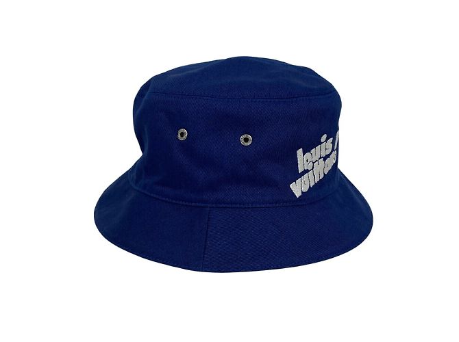 Cappello bucket Bonnet Beckett Louis Vuitton Giallo Blu navy Blu chiaro - vista 2