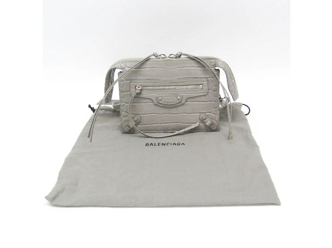 Borsa a spalla in pelle grigia Balenciaga Marrone - vista 2