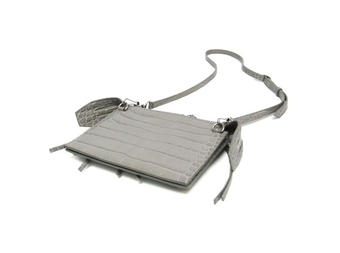 Borsa a spalla in pelle grigia Balenciaga Marrone - vista 3