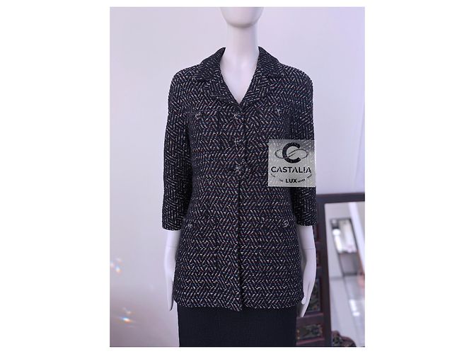 Chaqueta de tweed Lesage con botones CC Chanel París / Mónaco 34 FR Negro - vista 2