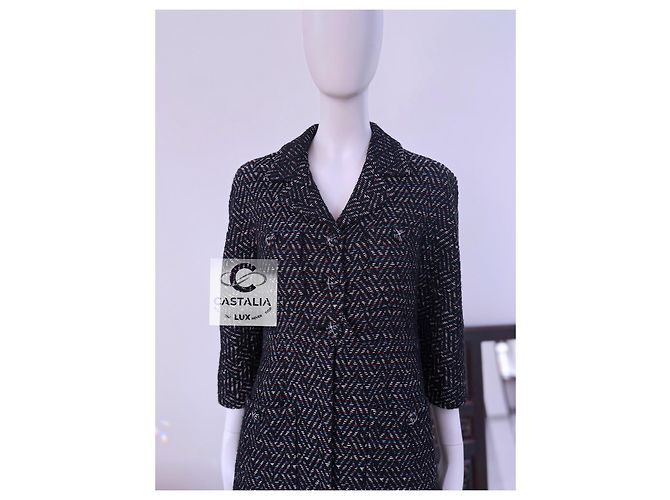 Chaqueta de tweed Lesage con botones CC Chanel París / Mónaco 34 FR Negro - vista 3