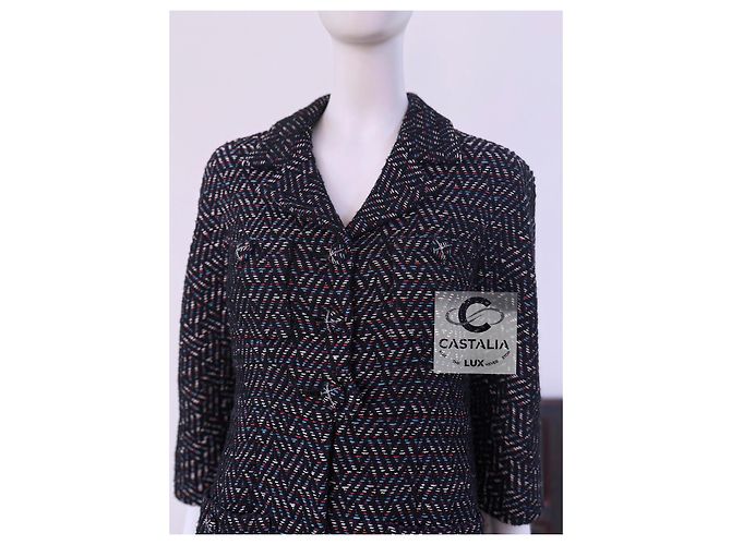 Chaqueta de tweed Lesage con botones CC Chanel París / Mónaco 34 FR Negro - vista 4