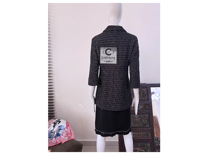 Chaqueta de tweed Lesage con botones CC Chanel París / Mónaco 34 FR Negro - vista 8
