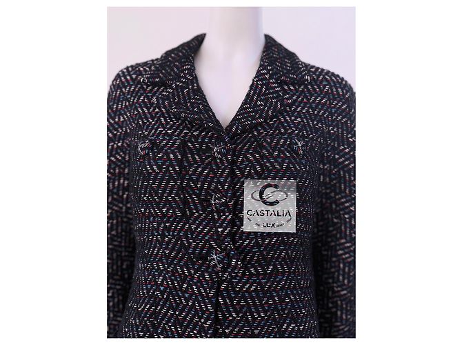 Chaqueta de tweed Lesage con botones CC Chanel París / Mónaco 34 FR Negro - vista 9