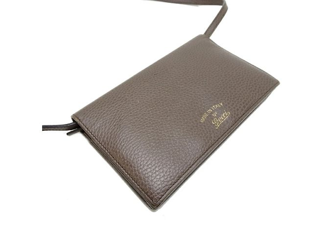 Portafoglio a spalla in pelle rosa grigiastro Gucci Grigio - vista 3