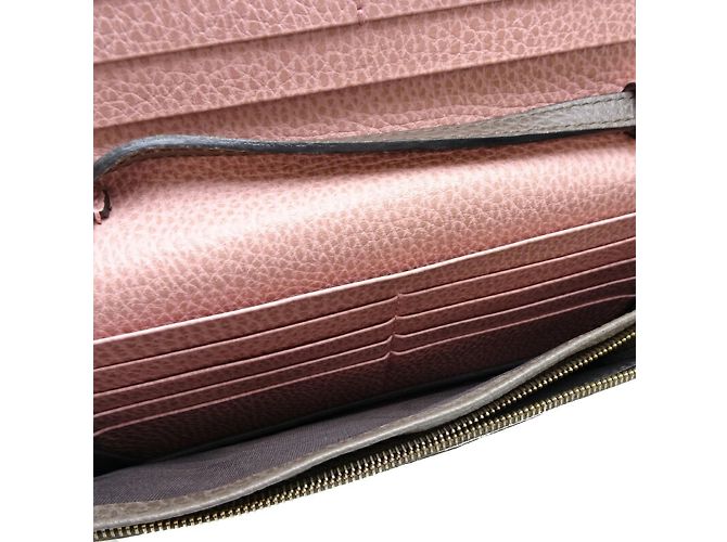 Portafoglio a spalla in pelle rosa grigiastro Gucci Grigio - vista 8