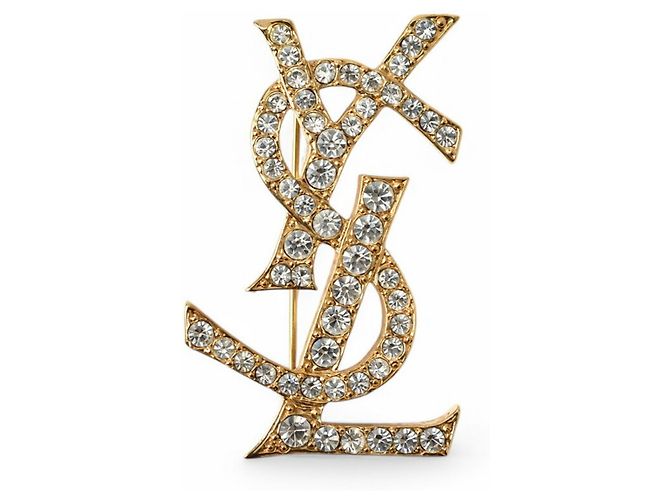 Spilla in strass dorato Yves Saint Laurent D'oro - vista 2