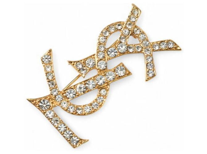 Spilla in strass dorato Yves Saint Laurent D'oro - vista 3